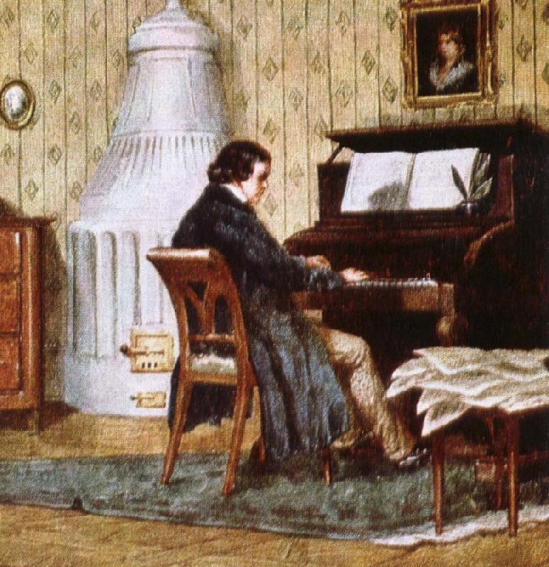 johannes brahms schumann composing at his piano France oil painting art
